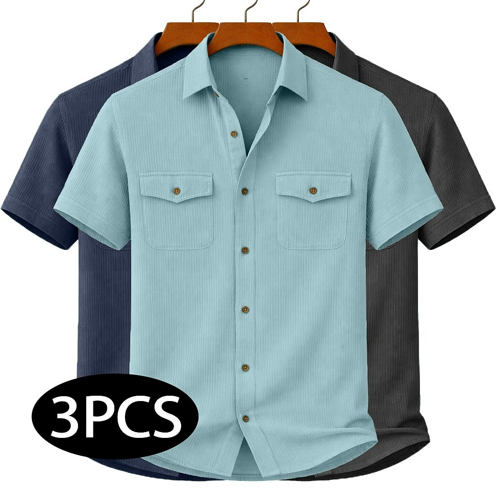 Men's Textured Corduroy Work Shirts 3-Pack: $27