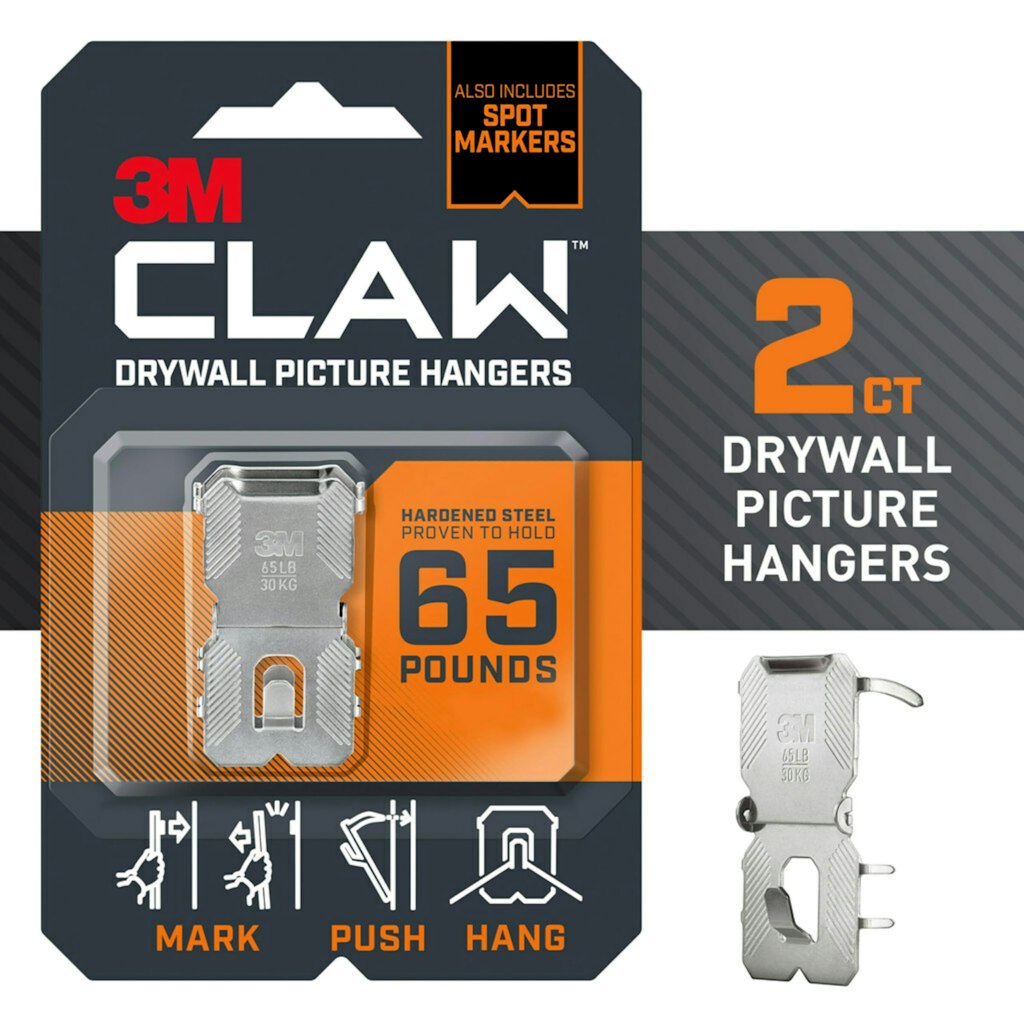 3M Claw 65-lb. Drywall Picture Hanger 2-Pack: $8.63
