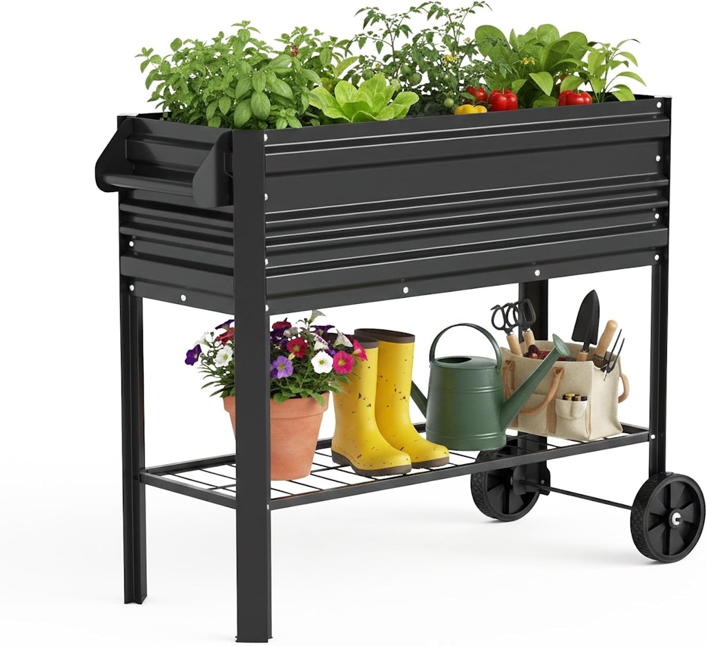 Workpro Galvanized Raised Garden Bed with Legs & Wheels: $45