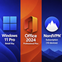 Microsoft Windows 11 Pro + Office 2024 Professional + NordVPN Bundle for $24 + digital download