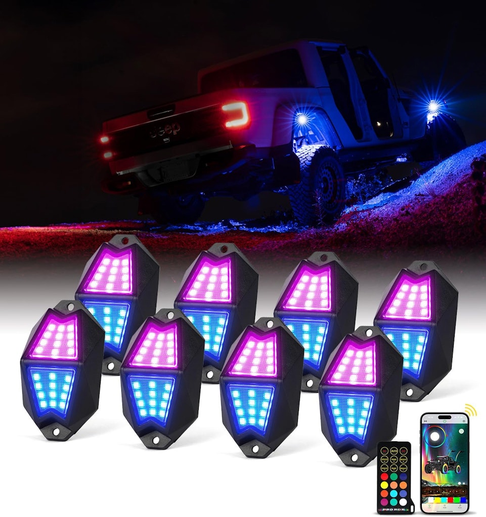 Xprite RGB LED Rock Lights 8-Pod: $26