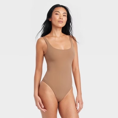 Auden Women's 4-Way Stretch Tank Bodysuit: $9