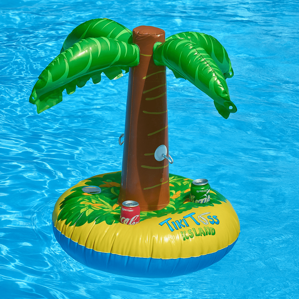 Tiki Toss Island Drinking Game w/ 4 Cup Holders: $12