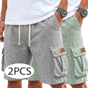 Men's Cargo Linen Shorts 2-Pair Pack for $15 + $10 shipping