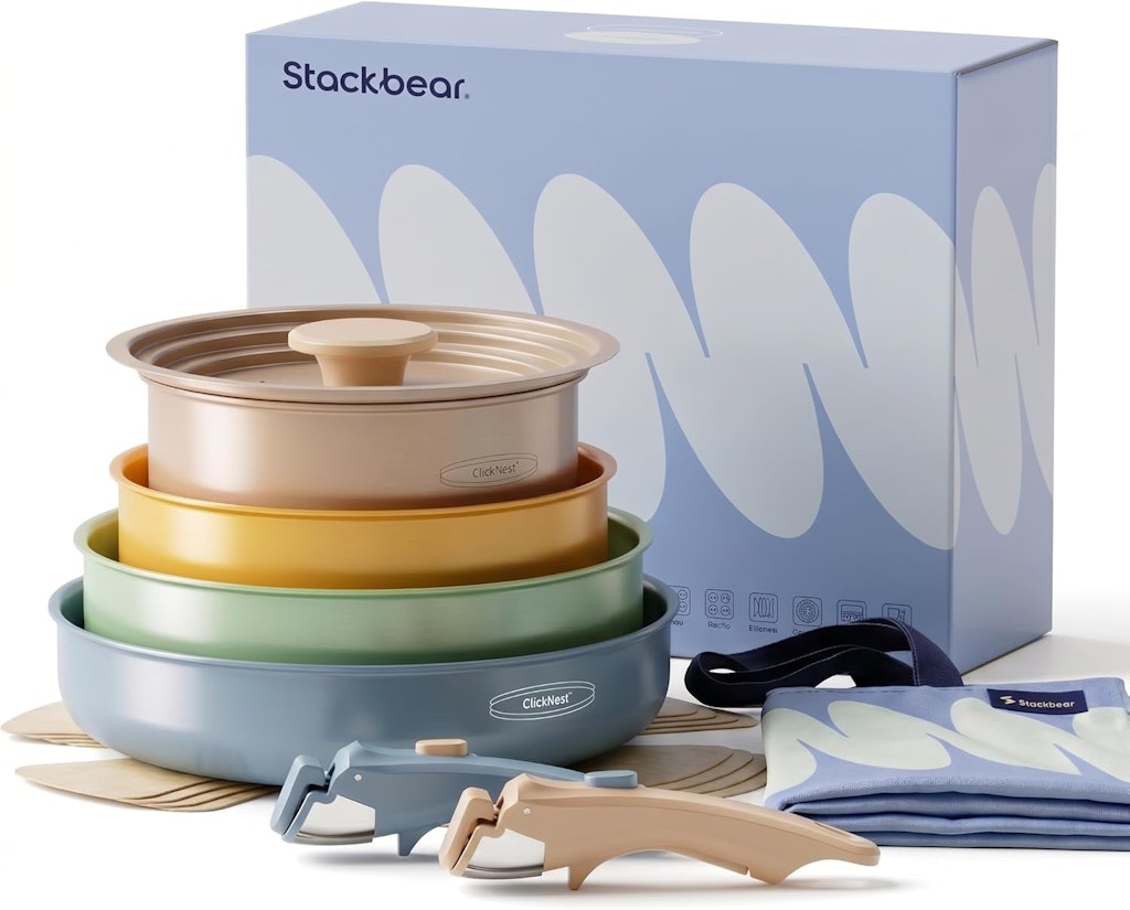 Stackbear 12-Piece Ceramic Nonstick Cookware Set: $39.99