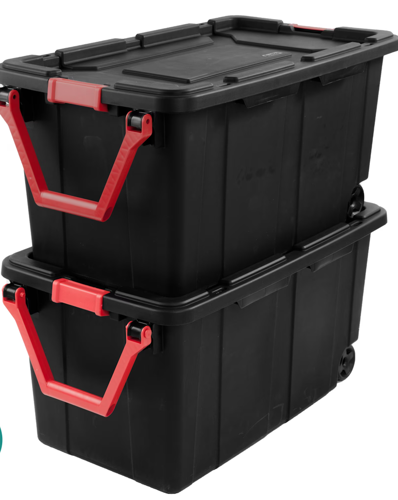 Sterilite 40-Gallon Wheeled Tote w/ Latching Lid & Pull Handle 2-Pack: $35