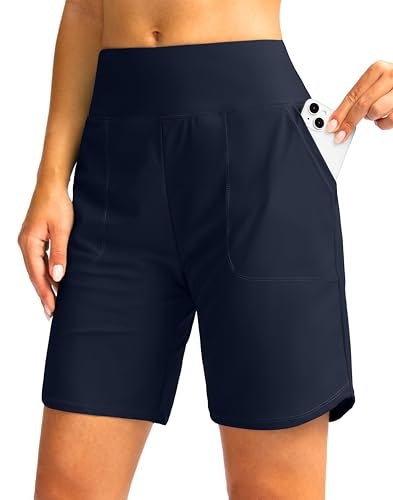 Viodia Women's 7" High Waisted Swim Board Shorts with Pockets: $12.99