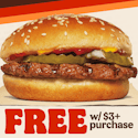 Burger King Hamburger: Free w/ $3 order