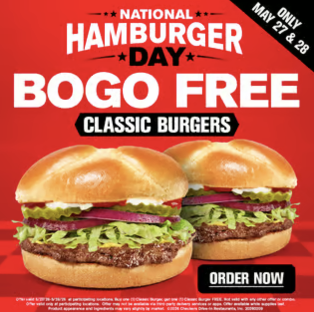 Checkers & Rally's Classic Burgers: Buy one get one free