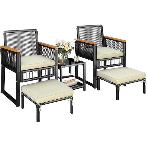Yaheetech 5-Piece Wicker Rattan Outdoor Conversation Set: $99.98