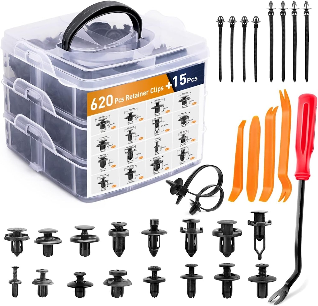  635-Piece Car Push Retainer Clips & Auto Fasteners Assortment : $12