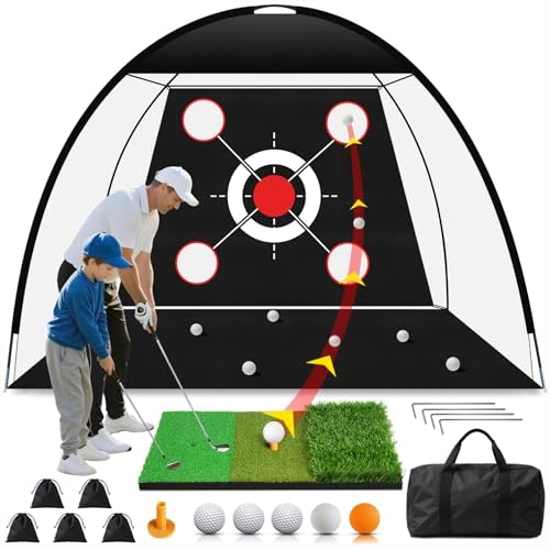 Exoemts  10 x 7-Foot Golf Practice Net with Tri-Turf Mat: $49.99
