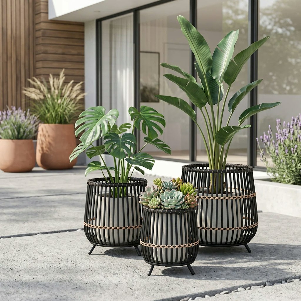 Dakota Fields 3-Piece Bamboo Planters Set: $39