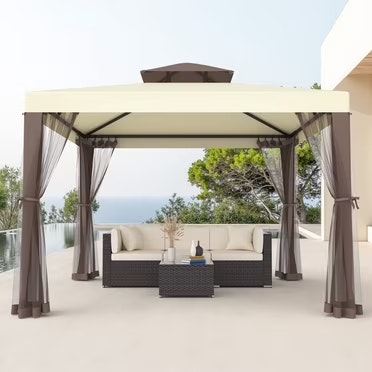 Gojooasis 10'x10' Outdoor Pop-Up Canopy Gazebo Tent w/ Curtains: $96