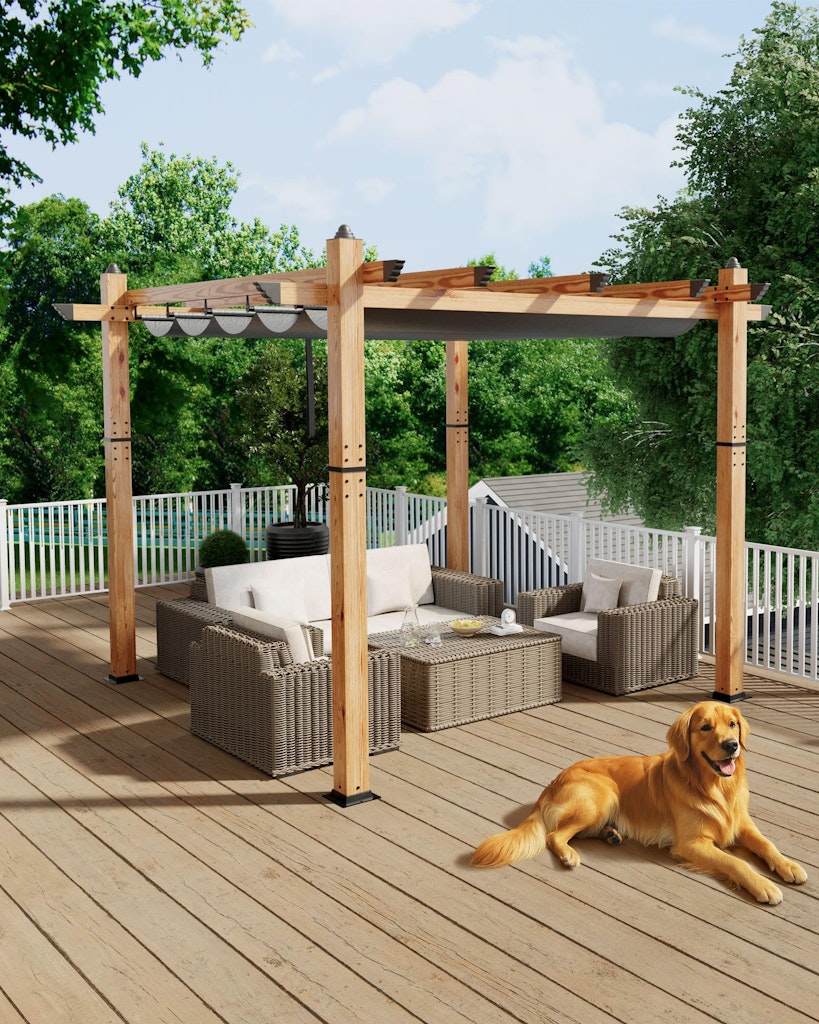 Kybolt 10-Foot Aluminum Pergola w/ Retractable Canopy: $200