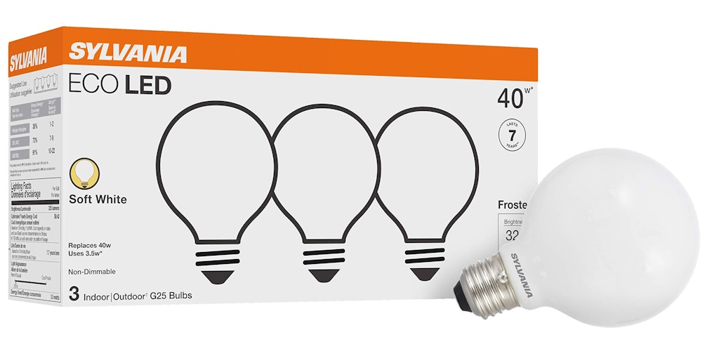 Sylvania ECO G25 Globe 40W Equivalent LED Light Bulbs 3-Pack: $6.70