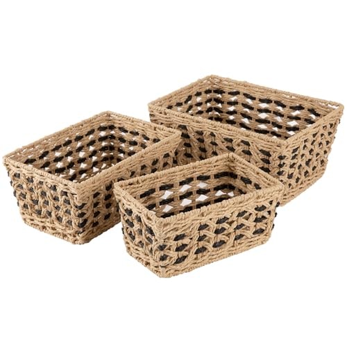 Oiahomy Wicker Storage Baskets Set of 3: $14