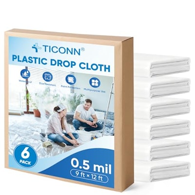 Ticonn 12x9-Foot Plastic Drop Cloth 6-Pack for $4 + free shipping w/ Prime