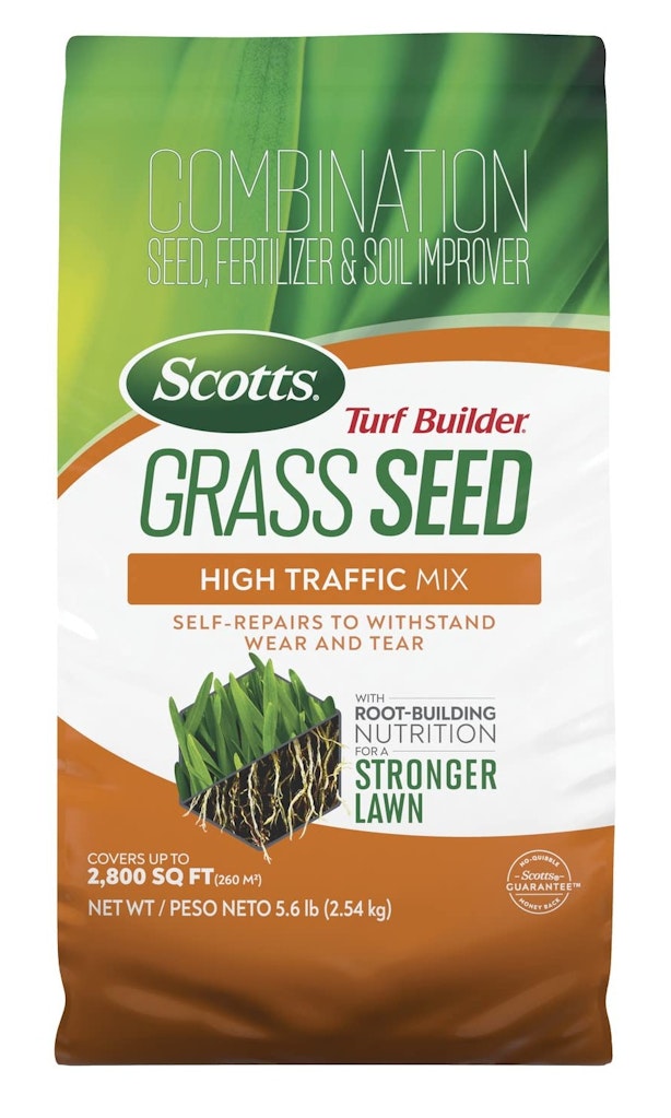 Scotts Turf Builder High Traffic Mix Grass Seed 5.6-lb. Bag: $27 Scotts Turf Builder High Traffic Mix Grass Seed 5.6-lb. Bag: $27