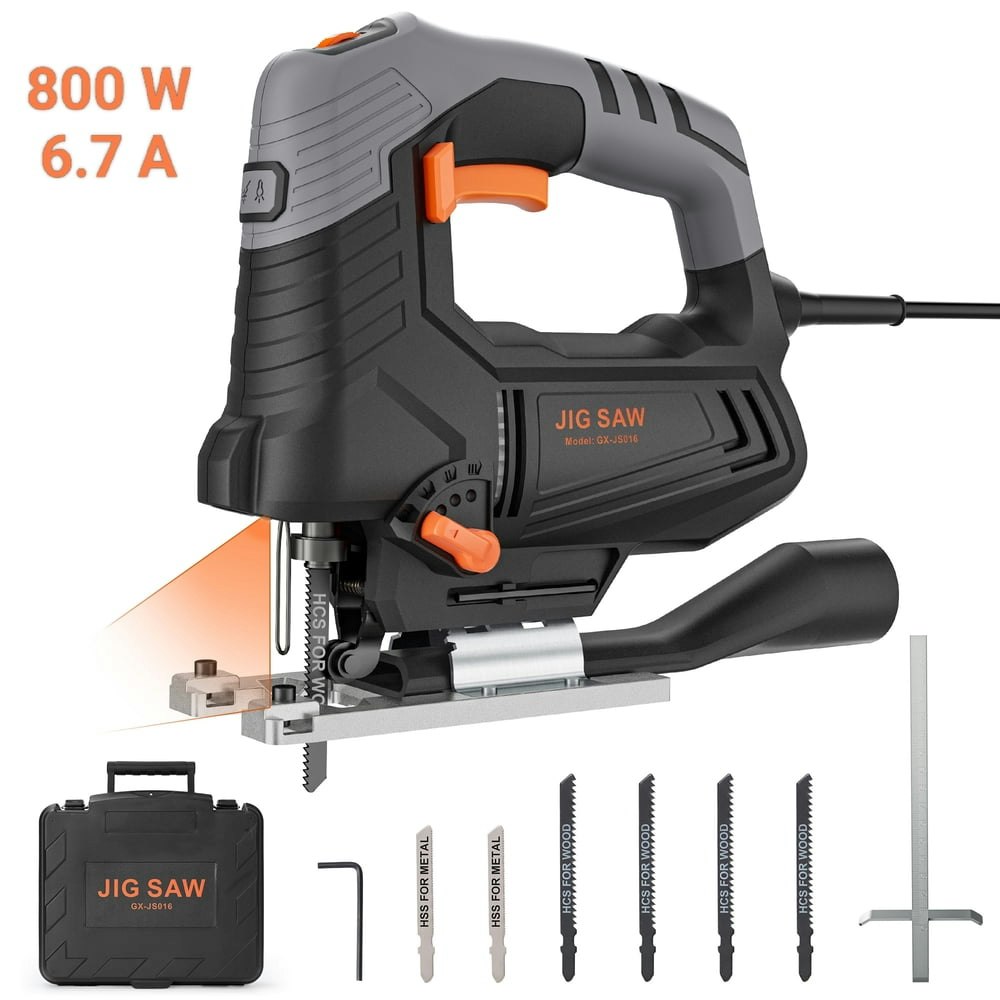Engindot 800W Variable Speed Orbital Jigsaw with 6-Blade Kit: $39.99