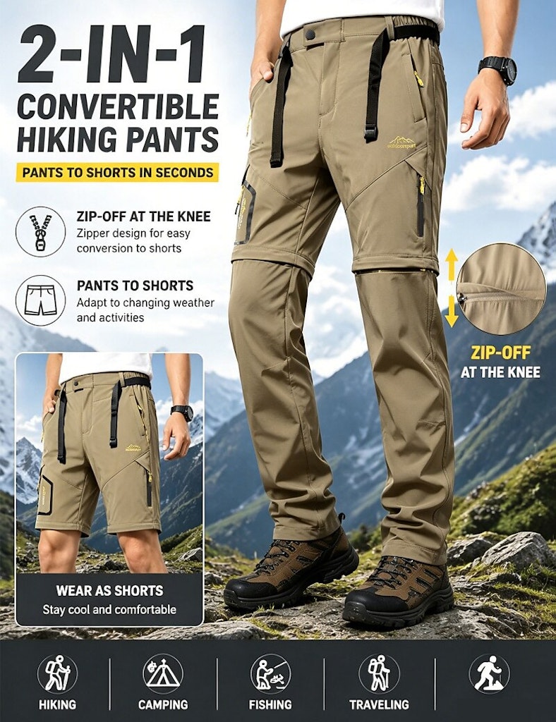 Men's Convertible Tactical Hiking Pants: $19 Men's Convertible Tactical Hiking Pants: $19