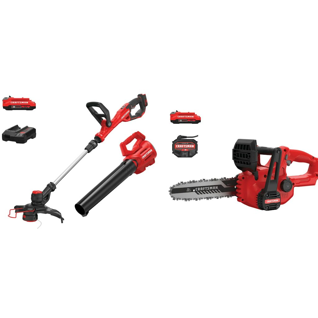 Craftsman V20 Cordless String Trimmer, Leaf Blower & 10" Chainsaw Bundle: $179