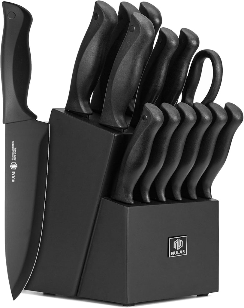 Nulas 15-Piece Self-Sharpening Knife Set w/ Block: $29.99