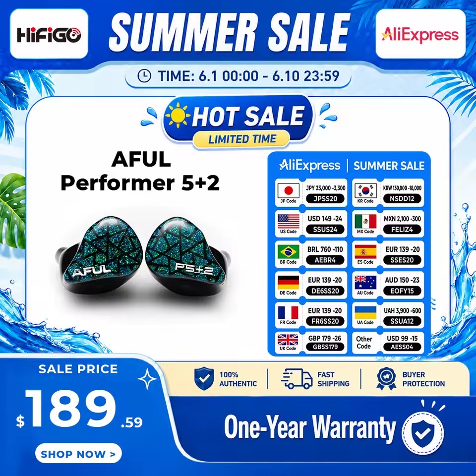 Aful Performer 5+2 HiFi Wired Hybrid Headphone: $172.59
