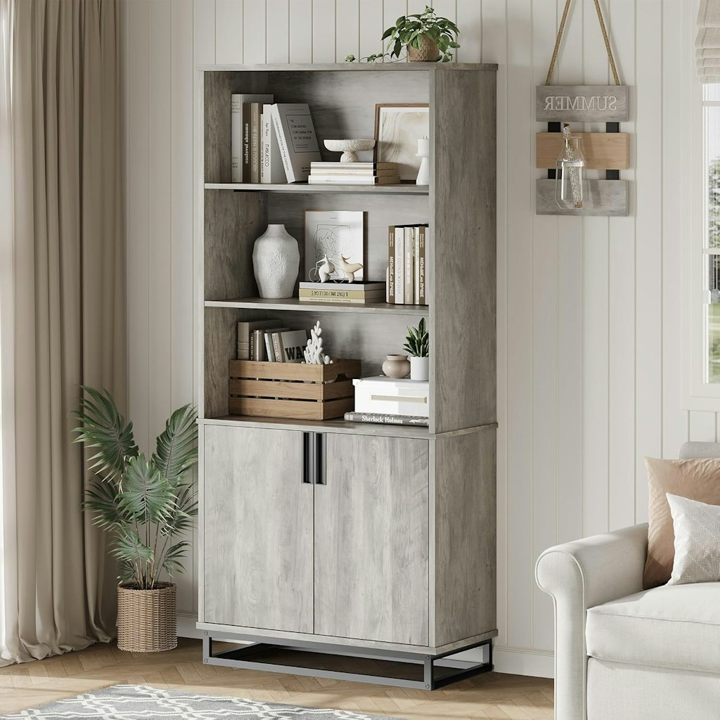 70.6" Tall Bookshelf w/Doors & Metal Base: $79.99 70.6" Tall Bookshelf w/Doors & Metal Base: $79.99