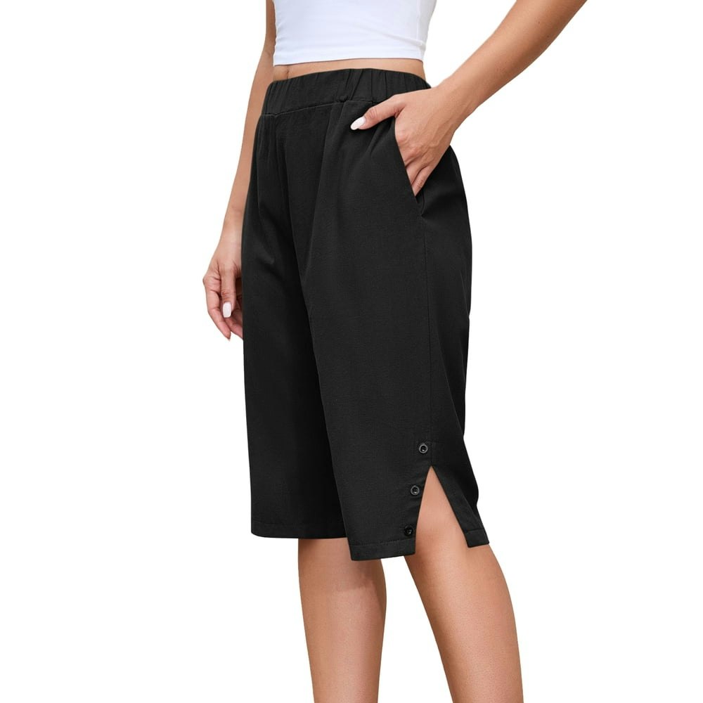 Livrdious Women's High Waisted Linen Bermuda Shorts : $3.99