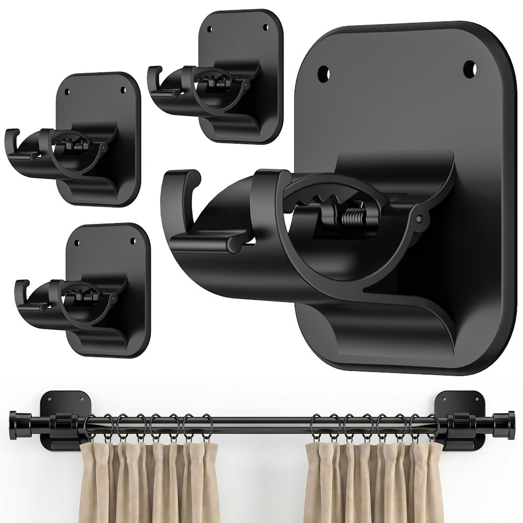 No-Drill Curtain Rod Brackets 4-Pack: $9.98 No-Drill Curtain Rod Brackets 4-Pack: $9.98