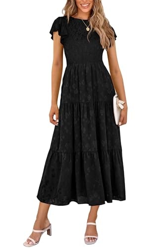 PRETTYGARDEN Women's Floral Cap Sleeve Smocked Midi Dress: 50% off