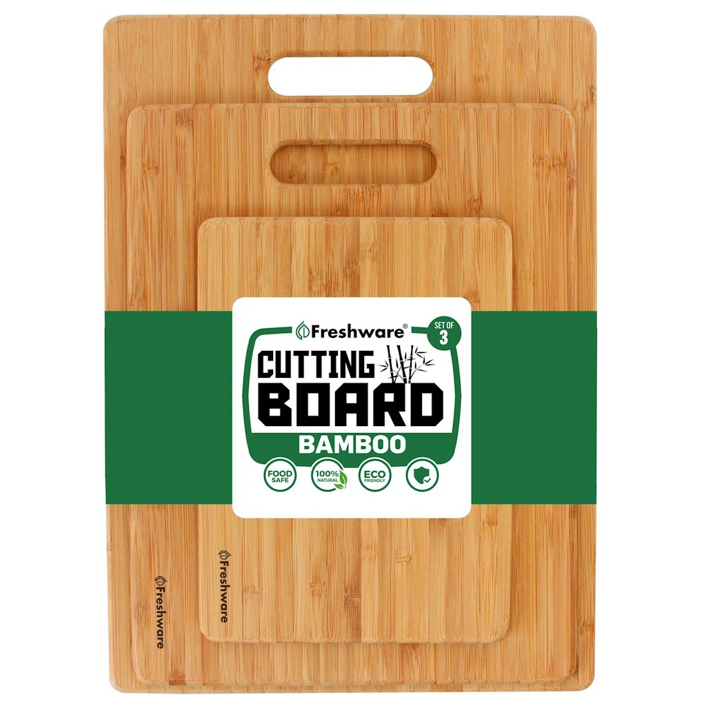 Freshware Bamboo Cutting Board 3-Pack: $12