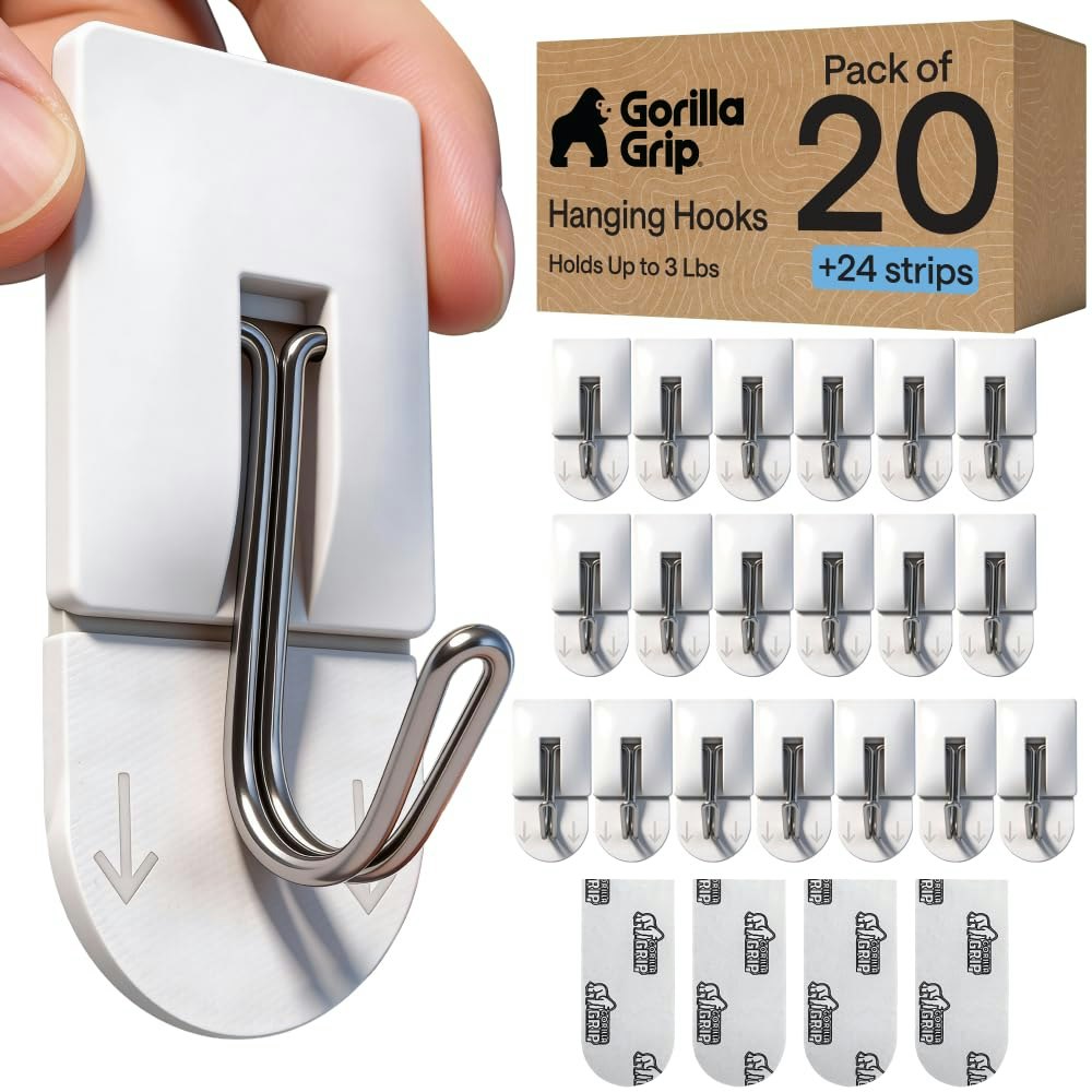 Gorilla Grip Adhesive Hooks 20-Pack: $9.99