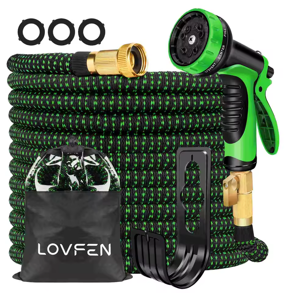 Lovfen Expandable 25-foot Garden Hose w/ 10-Pattern Sprayer Nozzle
