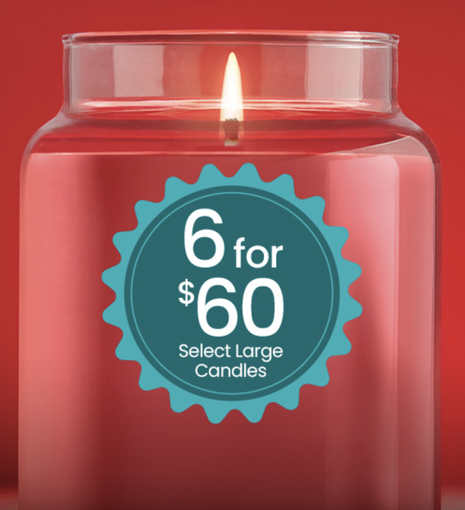 Yankee Candles Semi-Annual Clearance Sale: 6 large candles for $60