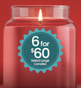 Yankee Candles Semi-Annual Clearance Sale for 6 large candles for $60 + free shipping