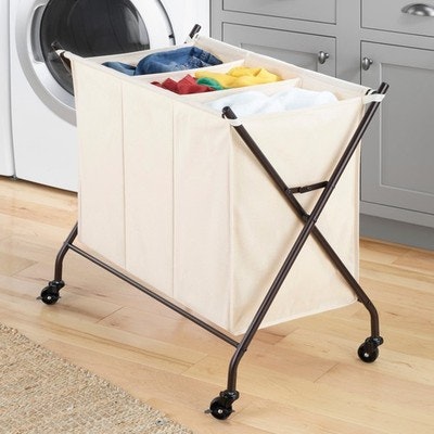 Whitmor 3-Section Rolling Laundry Sorter: $24