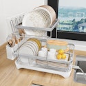 2-Tier Stainless Steel Dish Drying Rack + free shipping w/ Prime