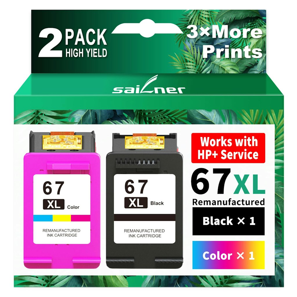 SAILNER 67XL Ink Cartridges Black & Color Combo 2-Pack: $28