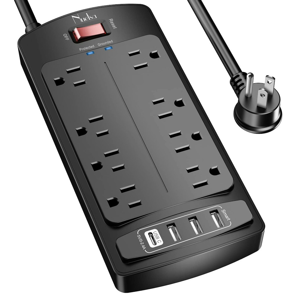 Nuetsa 8-Outet USB Surge Protector Power Strip w/ 6-Foot Cord: $14 Nuetsa 8-Outet USB Surge Protector Power Strip w/ 6-Foot Cord: $14