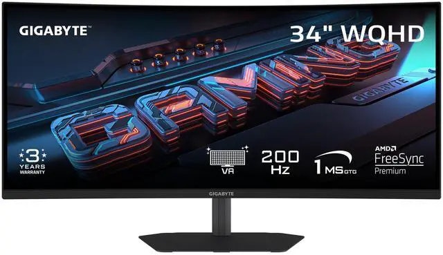 Gigabyte 34" 200Hz Curved Gaming Monitor: $250