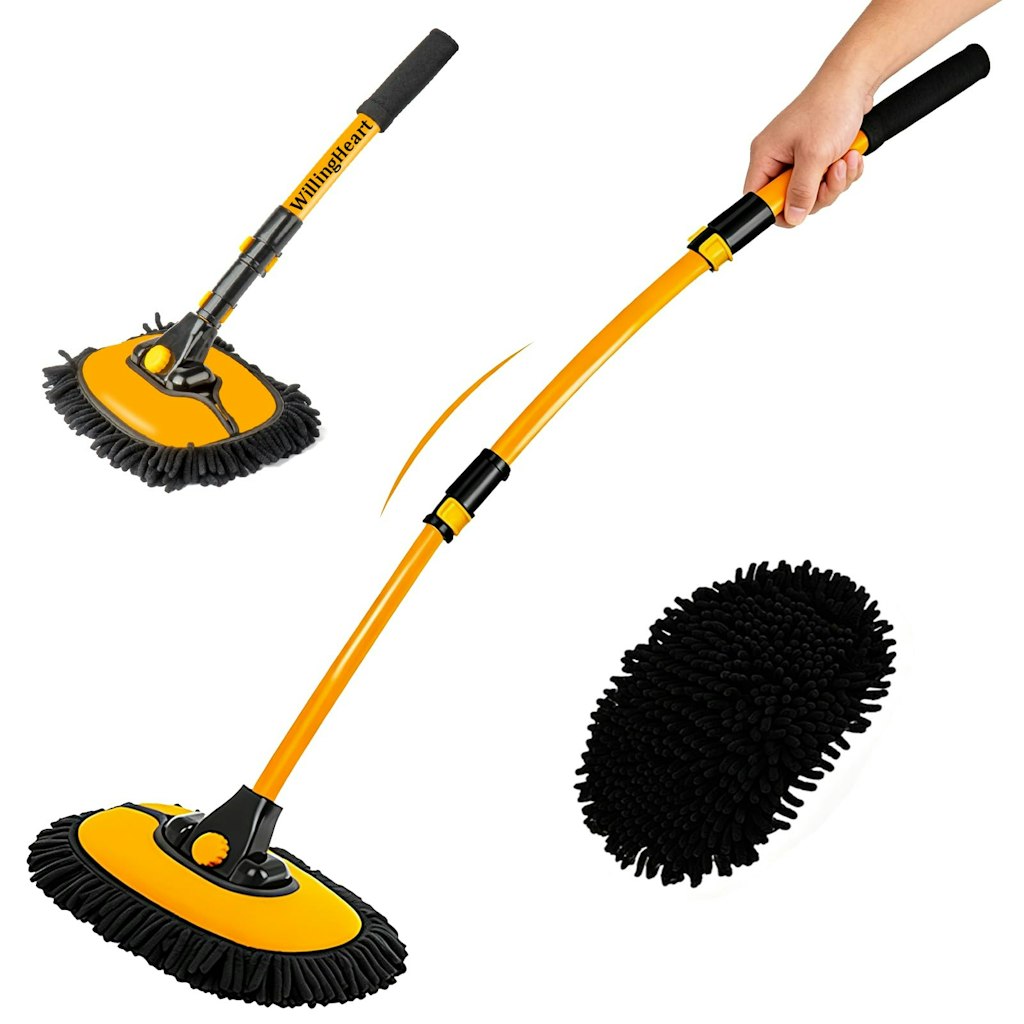 WillingHeart 43" Curved Car Wash Brush w/ Extension Pole: $22