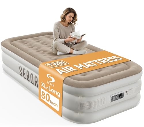 Sebor 18" Twin Air Mattress with Built-in Pump : $53.99