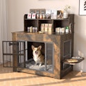 Petrova 33" Dog Crate Furniture with Storage Shelf and Bowls for $120 + free shipping
