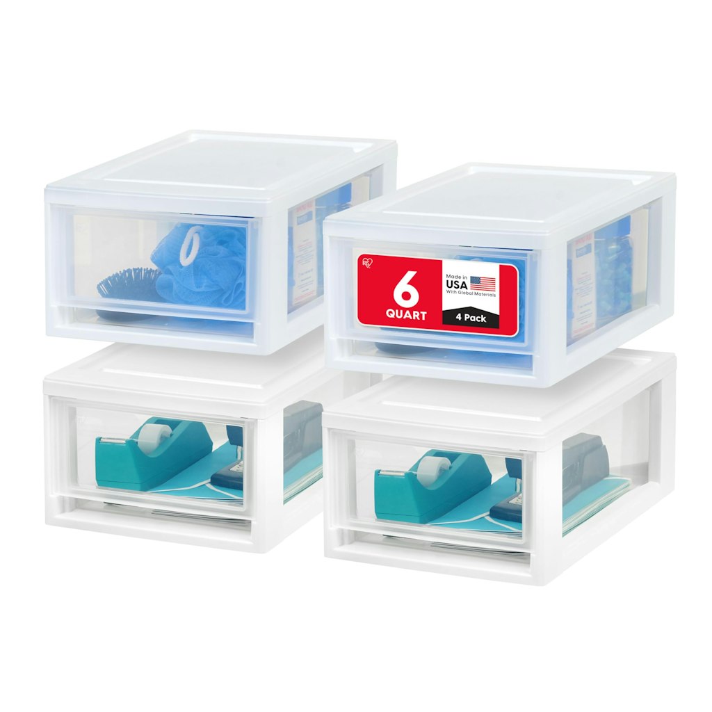 IRIS 6-Quart Stacking Storage Drawer 4-Pack: $18