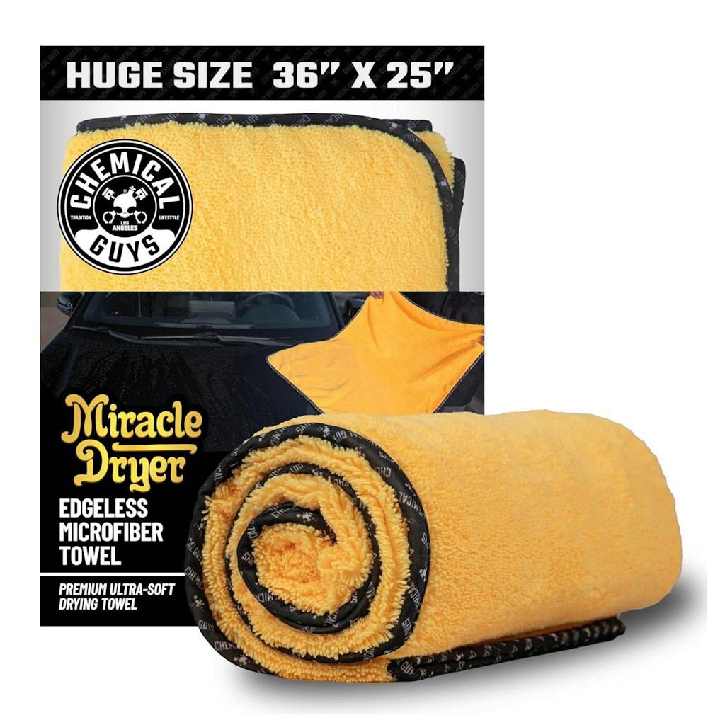 Chemical Guys Miracle Microfiber 36x25" Drying Towel: $12