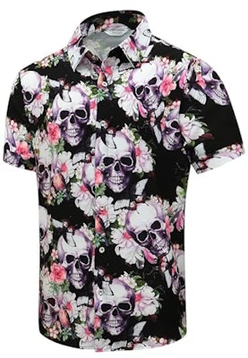 Shelucki Men's Printed Hawaiian Shirt for $8 + free shipping w/ Prime