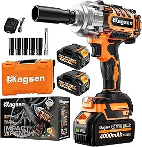 Magsen 1/2" Cordless Impact Wrench with 2 Batteries: From $53.99