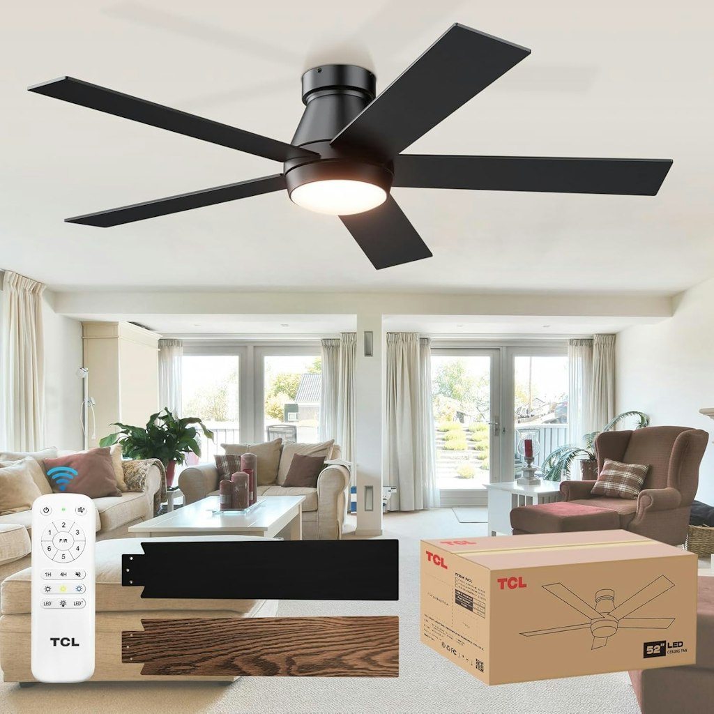 TCL 52" Flush Mount Ceiling Fan w/ LED Light: $75.39